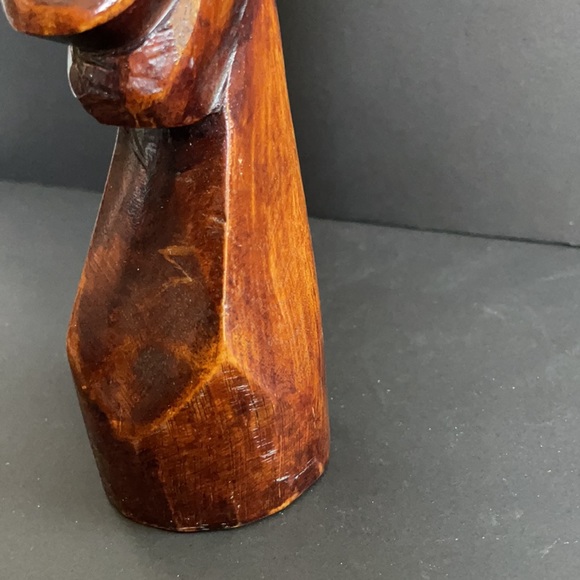 Tall Hand Carved Wooden Head Hand Made Statue Decorative Collectible - Picture 5 of 10